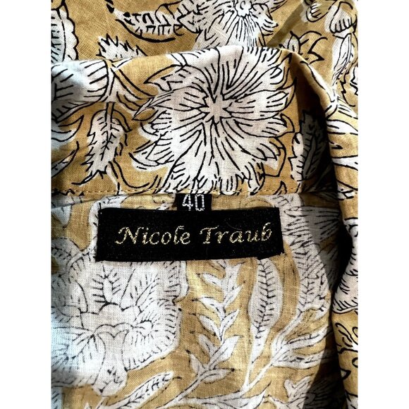 Nicole Traub Vintage Button Front Shirt in Yellow White - Picture 3 of 3